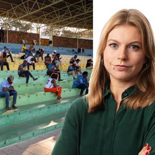 Med munskydd på svaj: Isabelle Swahn, Kigali