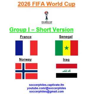 2026 FIFA World Cup - Group I Short Version – France, Senegal, Norway, and Iraq