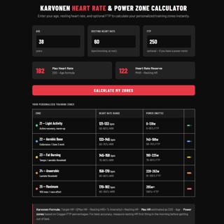 ETF Heart Rate and FTP Calculator