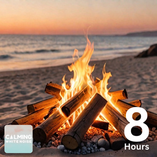Beach Bonfire Sounds 🌊🔥 (8 Hours) Calming Campfire White Noise to Sleep
