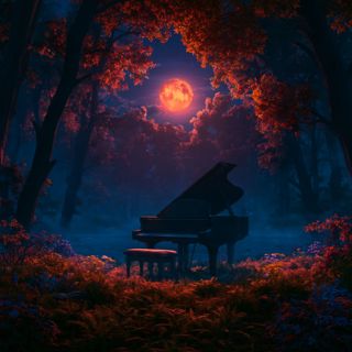 Piano Beneath the Autumn Moon | Slow Ambient Piano and Night Sounds
