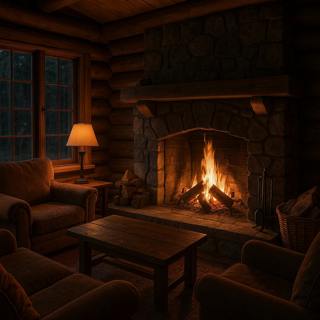 Cozy Forest Cabin Fireplace Ambience | Crackling Fire Sounds for Relaxing, Reading & Sleep