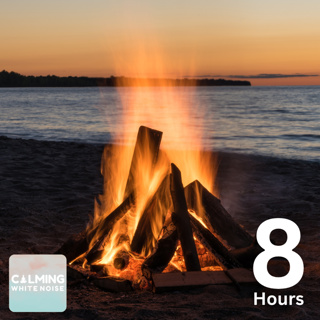 Relaxing Summer Night Ambience (8 Hours) | Beach Waves and Crackling Fire Sounds