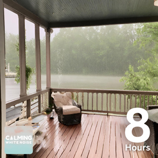 Rainy Morning by the Lake (8 Hours) | Cozy Porch Ambience with Gentle Waves and Rain Sounds