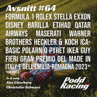 64. Formula 1 Rolex Stella Exxon Disney Barilla Etihad Qatar Airways Maserati Warner Brothers Heckler & Koch ICA-Basic Polarn o Pyret IKEA Guy Fieri Gran Premio Del Made In Italy E Dell'Emilia-Romagna 2023