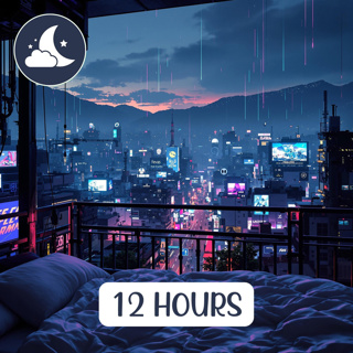 Futuristic Rainy Nights: 12 Hours of Cozy Cyberpunk Balcony Ambience with Sci-Fi Music - Relaxing SoundZzz