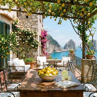 Amalfi Coast Villa Terrace Ambience- Ocean Waves & Coastal Relaxation