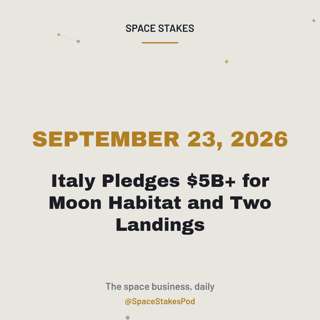 Italy Pledges $5B+ for Moon Habitat and Two Landings — September 23, 2026