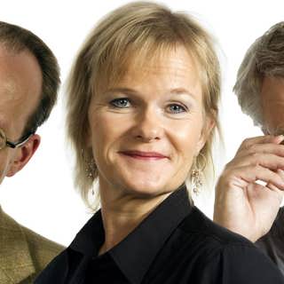 Lömsk konspiration hotar förnuftet! Johan Hakelius, Sissela Kyle och Jonas Hallberg i Spanarna