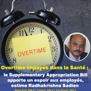 Overtime impayés dans la Santé : le Supplementary Appropriation Bill apporte un espoir aux employés, estime Radhakrishna Sadien