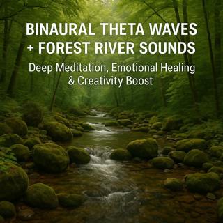 Binaural Theta Waves + Forest River Sounds | Deep Meditation, Emotional Healing & Creativity Boost
