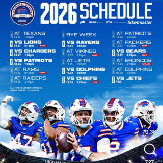 Monday May 18: Buffalo Bills Report 2026 Schedule