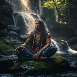 Relax and meditate to the soothing Native American flute music complemented by the calming sounds of a waterfall and rain.