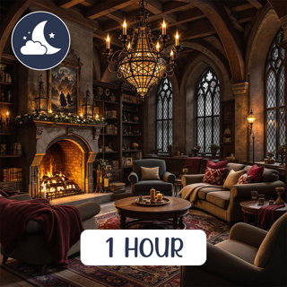 Harry Potter Ambience | Common Room at Night with Magical Music & Fireplace Sounds – 1 Hour