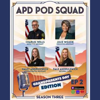 Season 3, Episode 2; Detective Sgt. Charles Wells, Executive Assistant Julie Wojcik, and Records Clerk Dale Andrulewich, alongside her daughter, APD Administrative Assistant Haley Andrulewich
