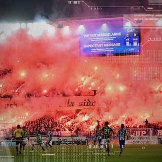 Fotbollen, supportrarna och pyrotekniken