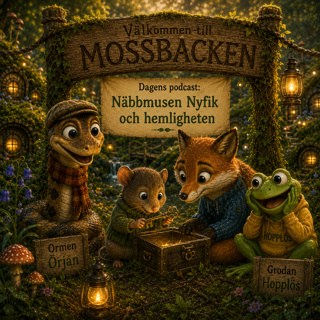 Godnattsaga för barn: Näbbmusen Nyfik och hemligheten - Berättelser från Mossbacken