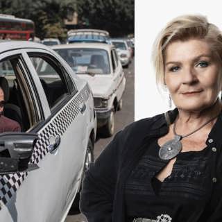 Jag och min vän i en fallfärdig taxi i Kairo: Cecilia Uddén, Kairo