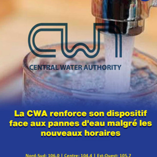 La CWA renforce son dispositif face aux pannes d'eau malgré les nouveaux horaires