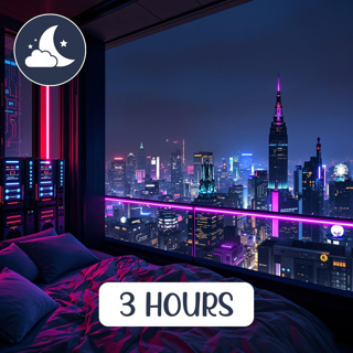 3 Hours of Rainy Nights in Cyber Metropolis: Rain Sounds and Ambient Music for Sleep | Cyberpunk Balcony Atmosphere