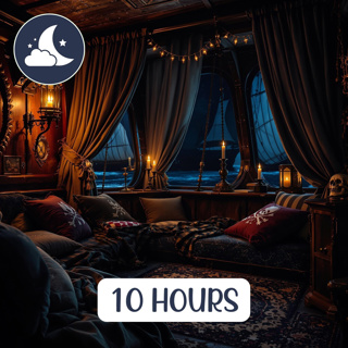 10 Hours of Captain's Room on a Pirate Ship Ambience: Rain, Crackling Fire, Wood Creaking, and Wave Sounds