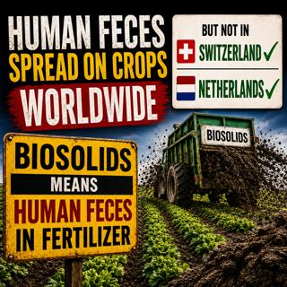 Human Feces Spread on Crops Worldwide. But not in Switzerland or Netherlands. Biosolids Means Human Feces in Fertilizer. Was Cyclospora CREATED in a lab?