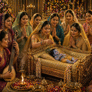 16. The elderly gopis protect Lord Krishna
