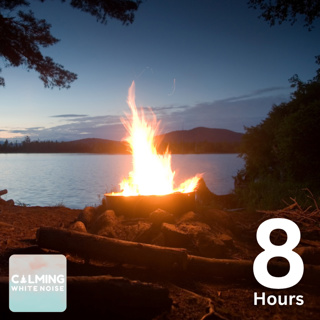 Crackling Mountain Campfire with Relaxing Waterfall | Water and Fire Sounds for Stress Relief