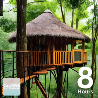 Cozy Treehouse Ambience 🌳 (8 Hours) | Jungle Rain Sounds & Fireplace for Deep Sleep and Study