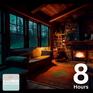 Warm Fireplace Ambience with Lite Rain Sounds (8 Hours)
