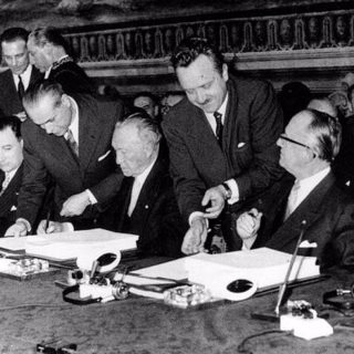 25th March 1957: Treaty of Rome signed, which laid the foundations for the European Economic Community