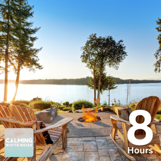 Cozy Lake House Porch in Spring Ambience (8 Hours) | Relaxing Waves, Birdsong & Campfire Sounds