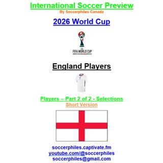 2026 FIFA World Cup – England Players Short Version – Part 2 of 2