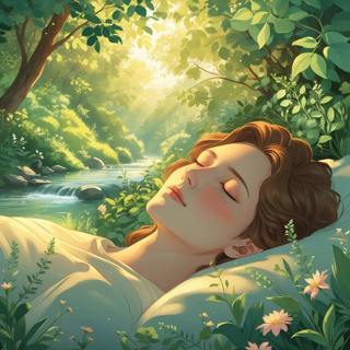 Tranquil Sleep with Serene River Sounds and Relaxing Water Stream Surrounded by Lush Plants and Tree