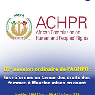 87ᵉ session ordinaire de l’ACHPR : les réformes en faveur des droits des femmes à Maurice mises en avant