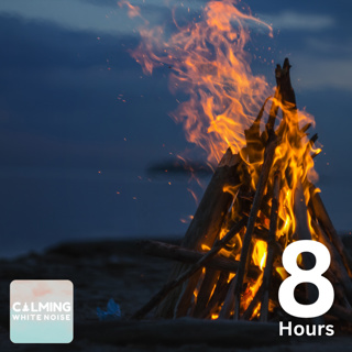 Seaside Bonfire Sounds | Waves with Campfire White Noise