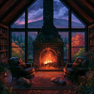 Mountain Lodge | Crackling Fireplace and Autumn Wind