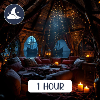Pirate Ship Ambience: Cozy Captain's Cabin with Ocean Waves & Creaking Wood Sounds for Sleep
