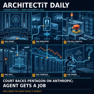 ArchitectIT Daily AI News: 2026-09-25 — Court Backs Pentagon on Anthropic; Agent Gets a Job