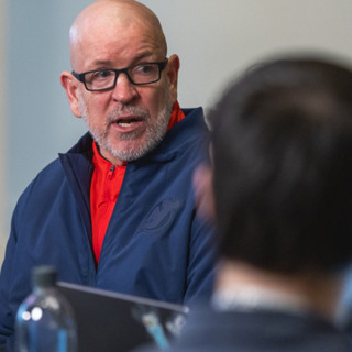 Tom Fitzgerald meets with the media
