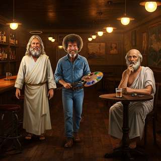 God, Bob Ross and Plato Walk Into A Bar