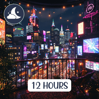 12 Hours of Cozy Cyberpunk Balcony Hideout | Sci-Fi Ambience 2099 with Rain and Ambient Music | Relaxing SoundZzz