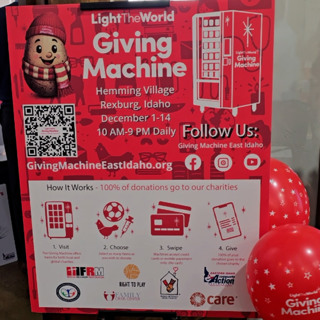 Local charities partnering with Light the World Giving Machine in Rexburg