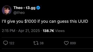 I gave away $1,000 to prove UUIDs are secure | Theo - t3․gg