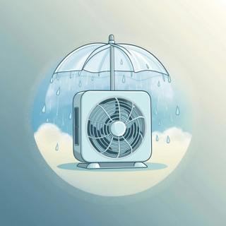 Box Fan with Rain Under An Umbrella Sounds for Sleeping
