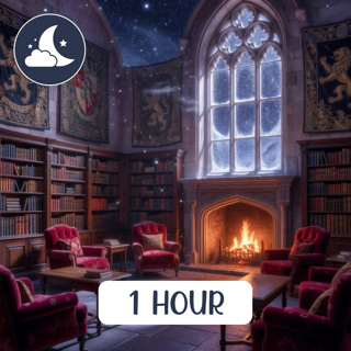 Snowy Gryffindor Night: Harry Potter Inspired ASMR Ambience with Fireplace Crackles, Muffled Winds, and Soft Music for Sleep & Relaxation