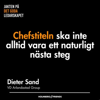 Chefstiteln ska inte alltid vara ett naturligt steg - Dieter Sand