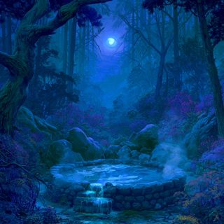 Hidden Hot Spring in the Forest | Water and Night Sounds