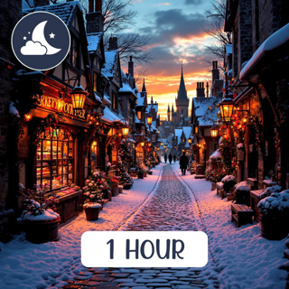 Christmas at Hogsmeade Ambience 🎄 Harry Potter ASMR ⚡ Magical Shops, Gifts 🎁 & Snowfall ❄️