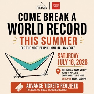 The world’s largest hammock hangout world record attempt is happening in Eastern Idaho and you can be a part of it